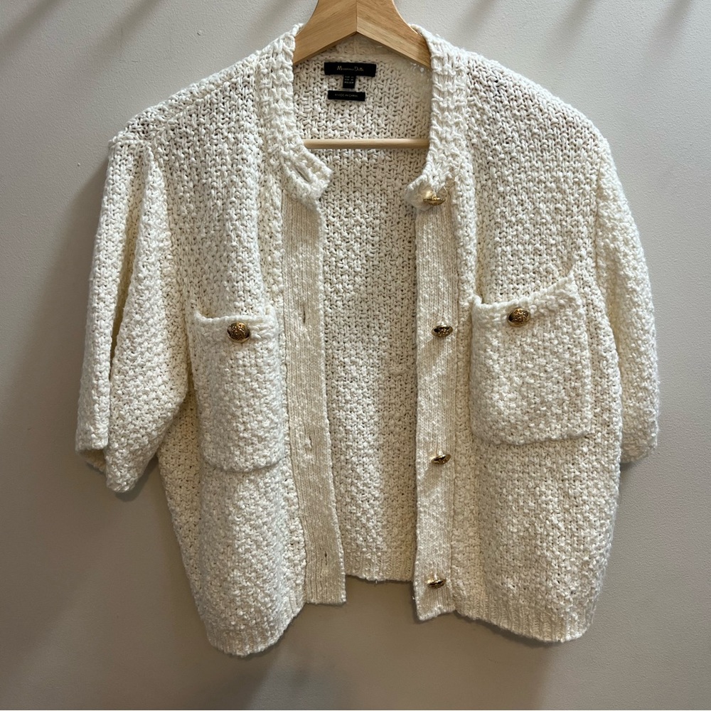 Massimo Dutti Knit Top Gold Buttons